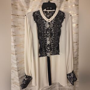 RACHEL Rachel Roy Black and White Lace Blouse